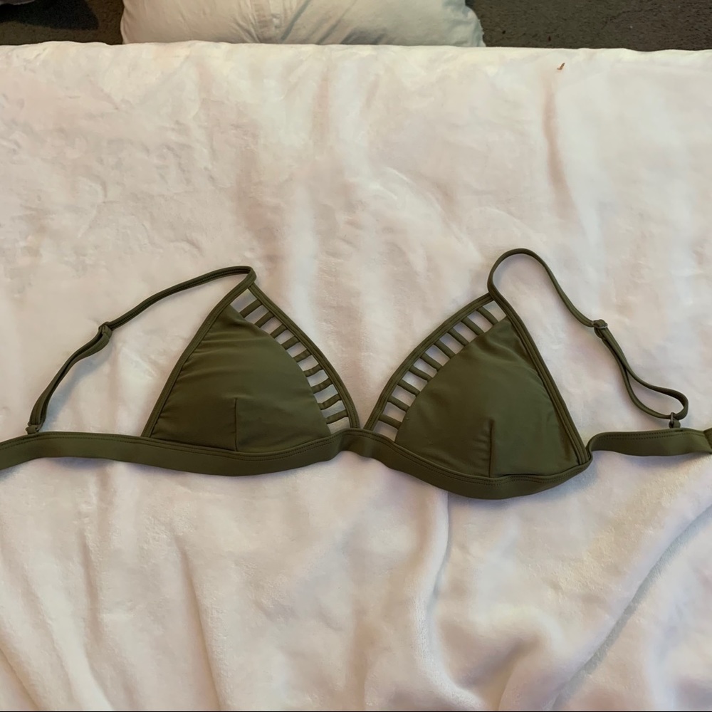 Padded Green Triangle Bikini Top